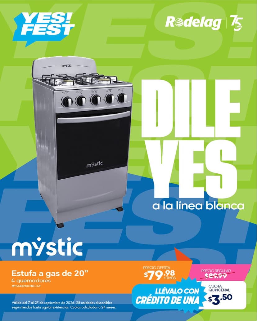 Estufa a gas Mystic de 20 pulgadas en oferta
