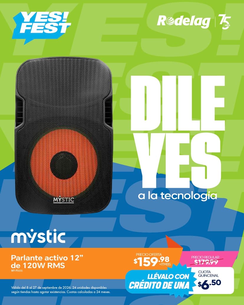 Parlante activo Mystic 12" de 120W RMS