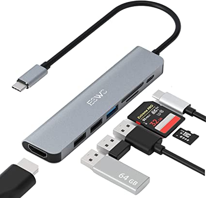 Ripley - CONCENTRADOR USB C ADAPTADOR USB C A ETHERNET 7 EN 1 PARA MACBOOK  AIR / PRO 4K USB C A HDMI USB 3.0 LECTOR DE TARJETAS