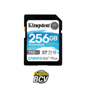 Memoria SD 256GB marca kingston para cámaras fotográficas