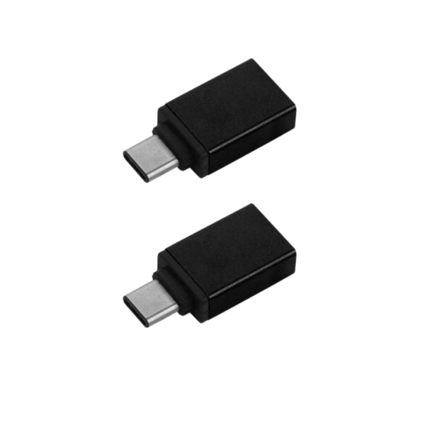 Paquete de 2 Adaptadores OTG  de  Usb A a Usb Tipo C negro