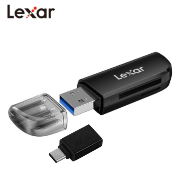 Lector de Tarjetas SD y Microsd original lexar con salida usb A + adaptador otg C