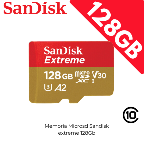 Memoria Microsd 128GB Sandisk Extreme V30 U3 A2