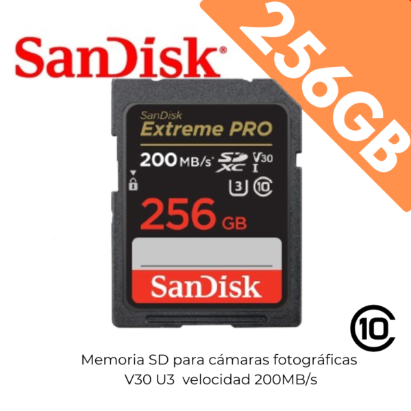 200mb/s 256Gb Tarjeta SanDisk Extreme PRO SDHC y SDXC UHS-I