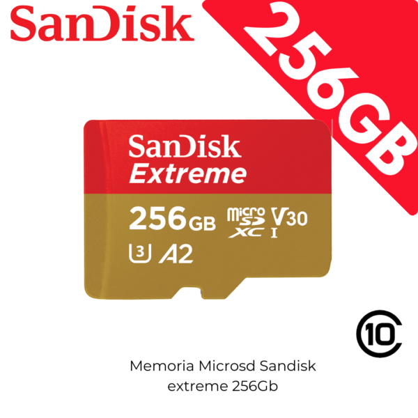 Memoria SD 256GB Extreme  Sandisk v30 U3